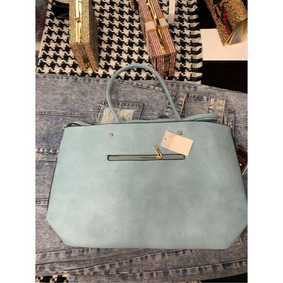 Blue Shades Striped Vegan Handbag - Picture 6 of 9